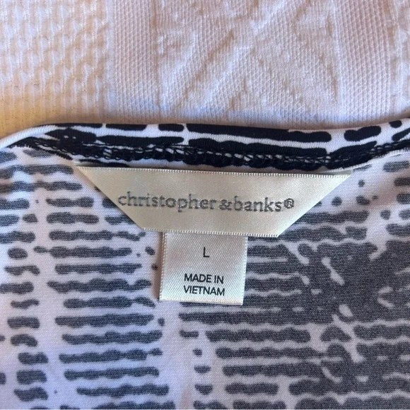 Christopher & Banks Black and White Open Front Shacket Shirt Blouse Size Large - Picture 5 of 5